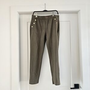 Michael Kors Women's Khaki Chinos with Button Detail